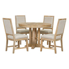 Ensemble de salle à manger 5 pièces en bois avec table ronde extensible et 4 chaises
