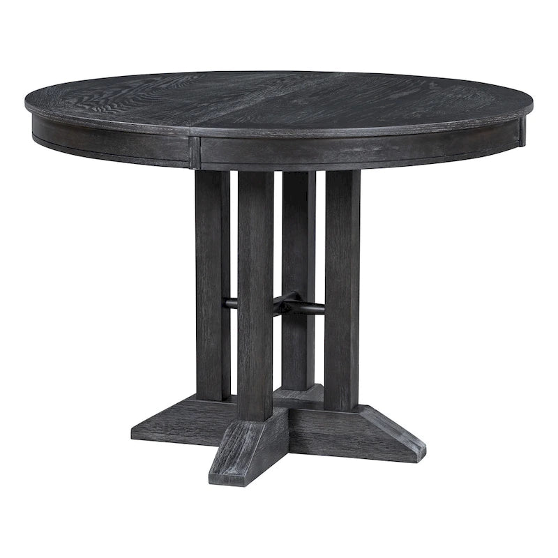 Ensemble de salle à manger 5 pièces en bois avec table ronde extensible et 4 chaises