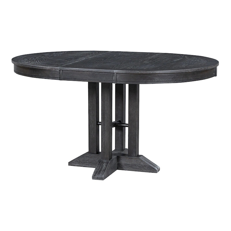 Ensemble de salle à manger 5 pièces en bois avec table ronde extensible et 4 chaises