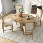 Ensemble de salle à manger 5 pièces en bois avec table ronde extensible et 4 chaises