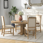 Ensemble de salle à manger 5 pièces en bois avec table ronde extensible et 4 chaises