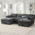 Canapé modulaire en chenille 86,5 avec pochettes de rangement, poufs mobiles