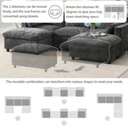 Canapé modulaire en chenille 86,5 avec pochettes de rangement, poufs mobiles