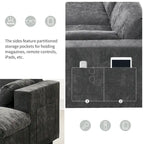 Canapé modulaire en chenille 86,5 avec pochettes de rangement, poufs mobiles
