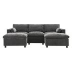 Canapé modulaire en chenille 86,5 avec pochettes de rangement, poufs mobiles