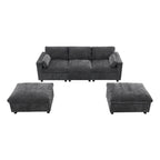 Canapé modulaire en chenille 86,5 avec pochettes de rangement, poufs mobiles