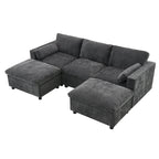 Canapé modulaire en chenille 86,5 avec pochettes de rangement, poufs mobiles