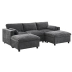 Canapé modulaire en chenille 86,5 avec pochettes de rangement, poufs mobiles