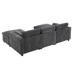 Canapé modulaire en chenille 86,5 avec pochettes de rangement, poufs mobiles