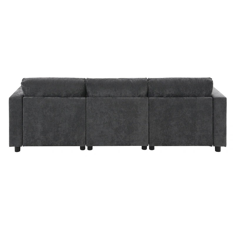 Canapé modulaire en chenille 86,5 avec pochettes de rangement, poufs mobiles