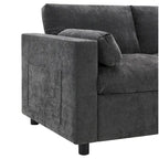 Canapé modulaire en chenille 86,5 avec pochettes de rangement, poufs mobiles