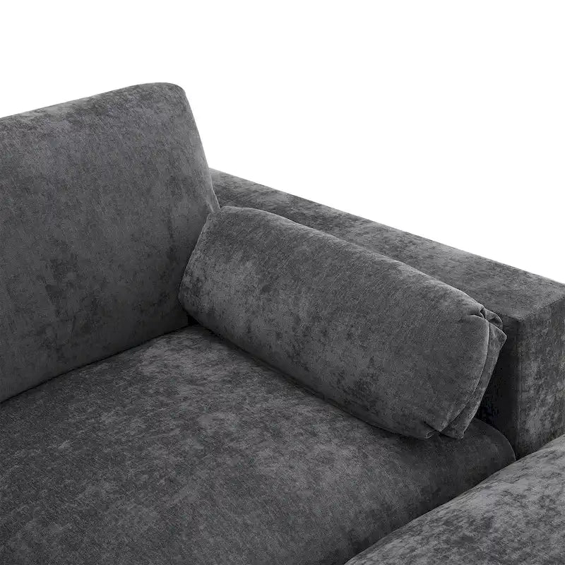 Canapé modulaire en chenille 86,5 avec pochettes de rangement, poufs mobiles