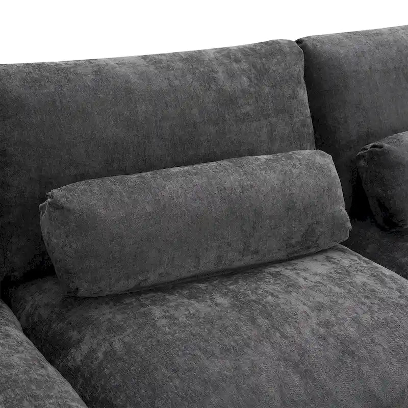 Canapé modulaire en chenille 86,5 avec pochettes de rangement, poufs mobiles