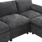Canapé modulaire en chenille 86,5 avec pochettes de rangement, poufs mobiles