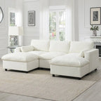 Canapé modulaire en chenille 86,5 avec pochettes de rangement, poufs mobiles