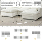 Canapé modulaire en chenille 86,5 avec pochettes de rangement, poufs mobiles