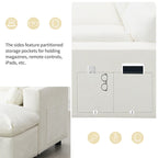 Canapé modulaire en chenille 86,5 avec pochettes de rangement, poufs mobiles