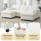 Canapé modulaire en chenille 86,5 avec pochettes de rangement, poufs mobiles