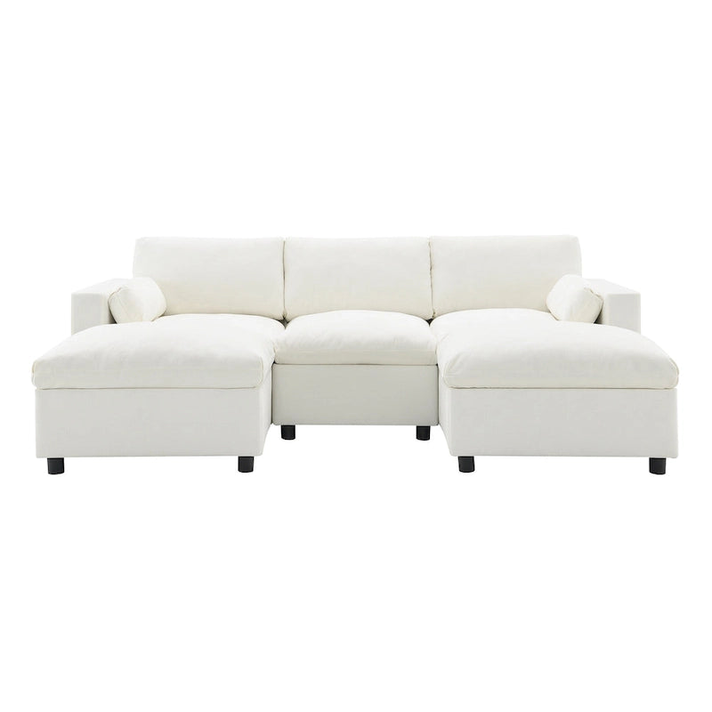 Canapé modulaire en chenille 86,5 avec pochettes de rangement, poufs mobiles