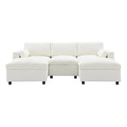 Canapé modulaire en chenille 86,5 avec pochettes de rangement, poufs mobiles