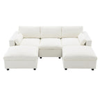 Canapé modulaire en chenille 86,5 avec pochettes de rangement, poufs mobiles