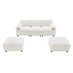 Canapé modulaire en chenille 86,5 avec pochettes de rangement, poufs mobiles