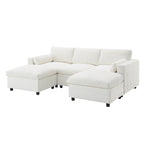 Canapé modulaire en chenille 86,5 avec pochettes de rangement, poufs mobiles