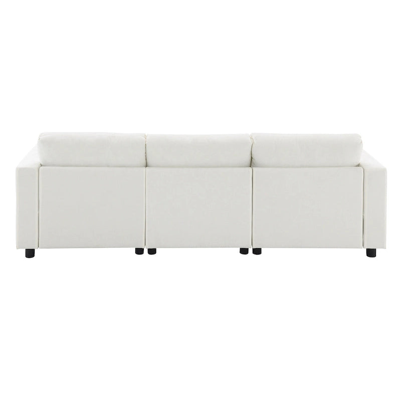 Canapé modulaire en chenille 86,5 avec pochettes de rangement, poufs mobiles