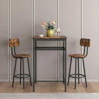 Ensemble de salle à manger moderne 3 pièces avec table carrée, séparation et 2 tabourets de bar