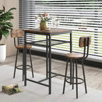 Ensemble de salle à manger moderne 3 pièces avec table carrée, séparation et 2 tabourets de bar