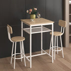 Ensemble de salle à manger moderne 3 pièces avec table carrée, séparation et 2 tabourets de bar