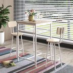 Ensemble de salle à manger moderne 3 pièces avec table carrée, séparation et 2 tabourets de bar