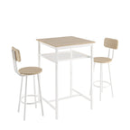 Ensemble de salle à manger moderne 3 pièces avec table carrée, séparation et 2 tabourets de bar