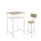 Ensemble de salle à manger moderne 3 pièces avec table carrée, séparation et 2 tabourets de bar