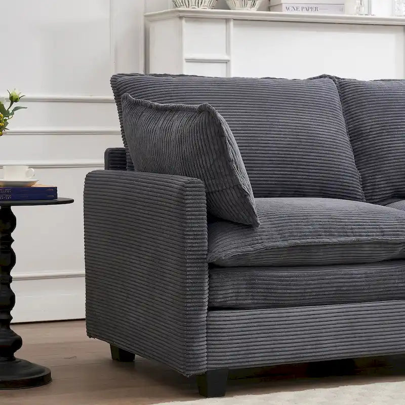 102 Velvet U-Shaped Sectional Sofa with Ottoman & Lumbar Pillows