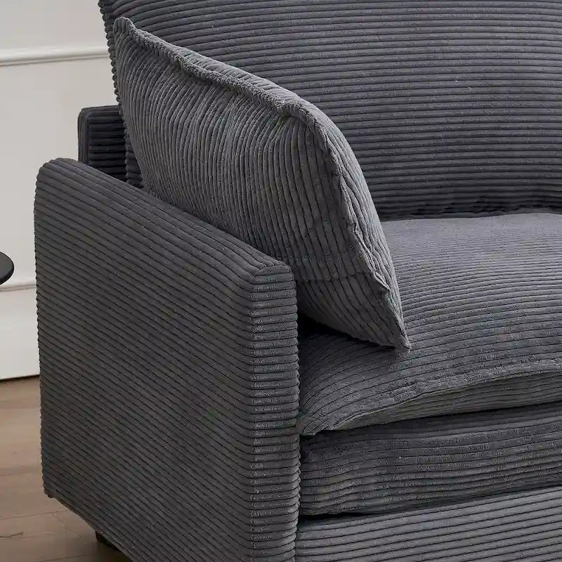 102 Velvet U-Shaped Sectional Sofa with Ottoman & Lumbar Pillows