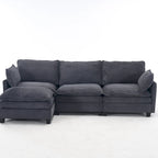 102 Velvet U-Shaped Sectional Sofa with Ottoman & Lumbar Pillows