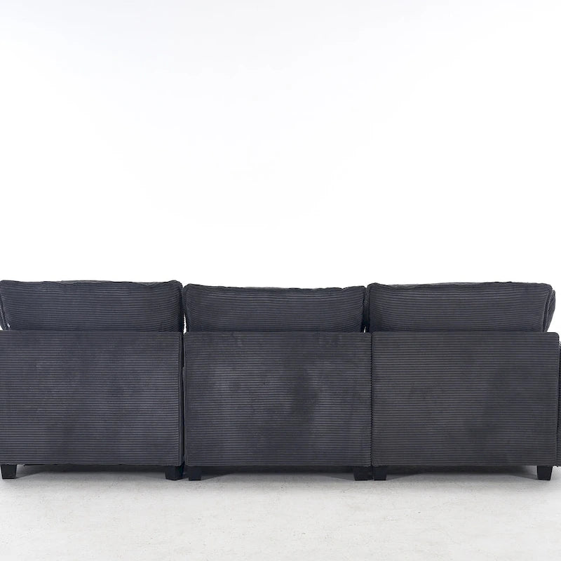 102 Velvet U-Shaped Sectional Sofa with Ottoman & Lumbar Pillows