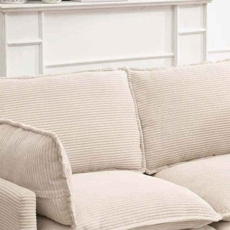 102 Velvet U-Shaped Sectional Sofa with Ottoman & Lumbar Pillows