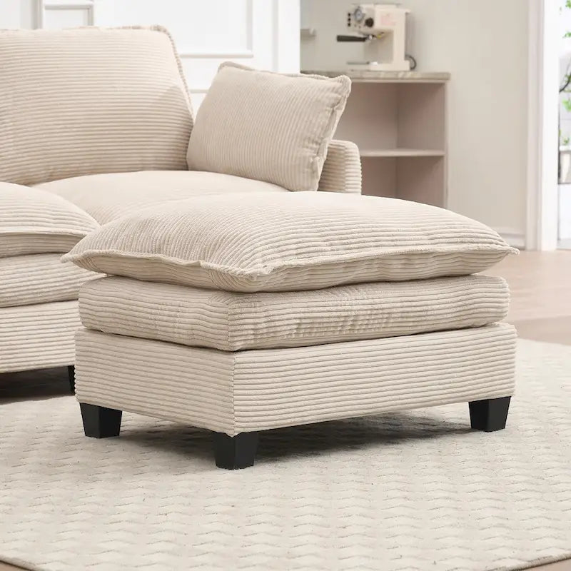 102 Velvet U-Shaped Sectional Sofa with Ottoman & Lumbar Pillows