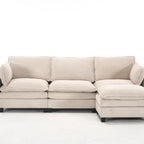 102 Velvet U-Shaped Sectional Sofa with Ottoman & Lumbar Pillows