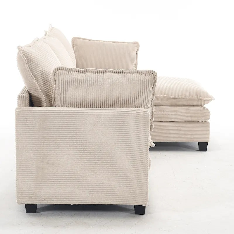 102 Velvet U-Shaped Sectional Sofa with Ottoman & Lumbar Pillows