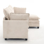 102 Velvet U-Shaped Sectional Sofa with Ottoman & Lumbar Pillows