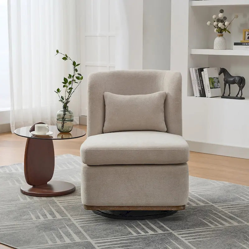 Fauteuil d'appoint pivotant sans accoudoirs en chenille