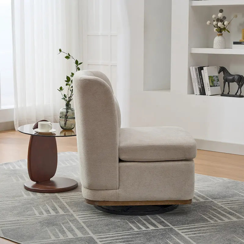 Fauteuil d'appoint pivotant sans accoudoirs en chenille
