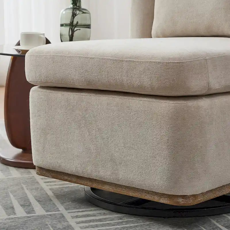 Fauteuil d'appoint pivotant sans accoudoirs en chenille