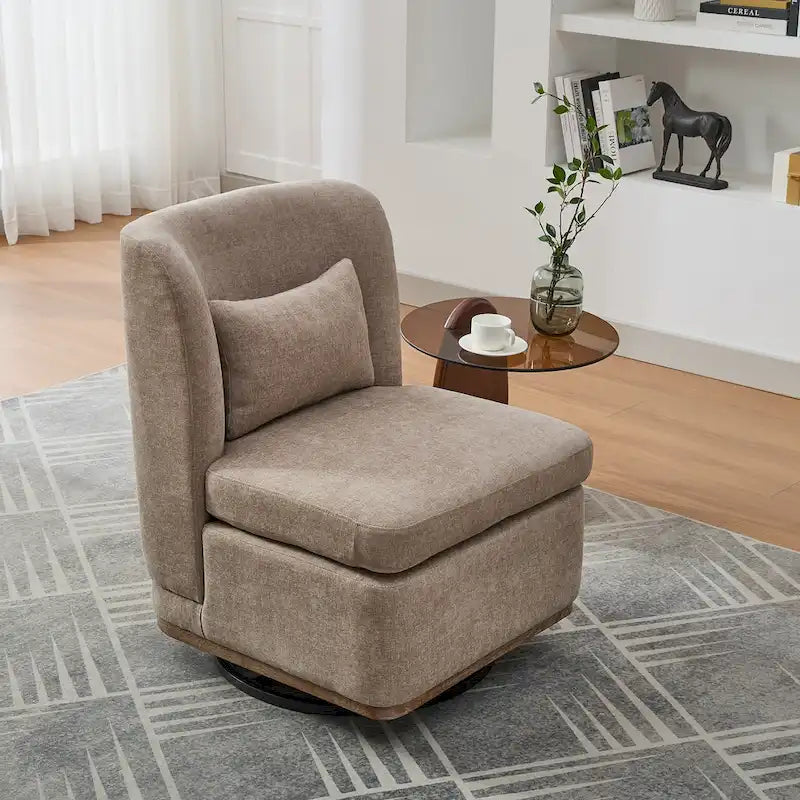 Fauteuil d'appoint pivotant sans accoudoirs en chenille