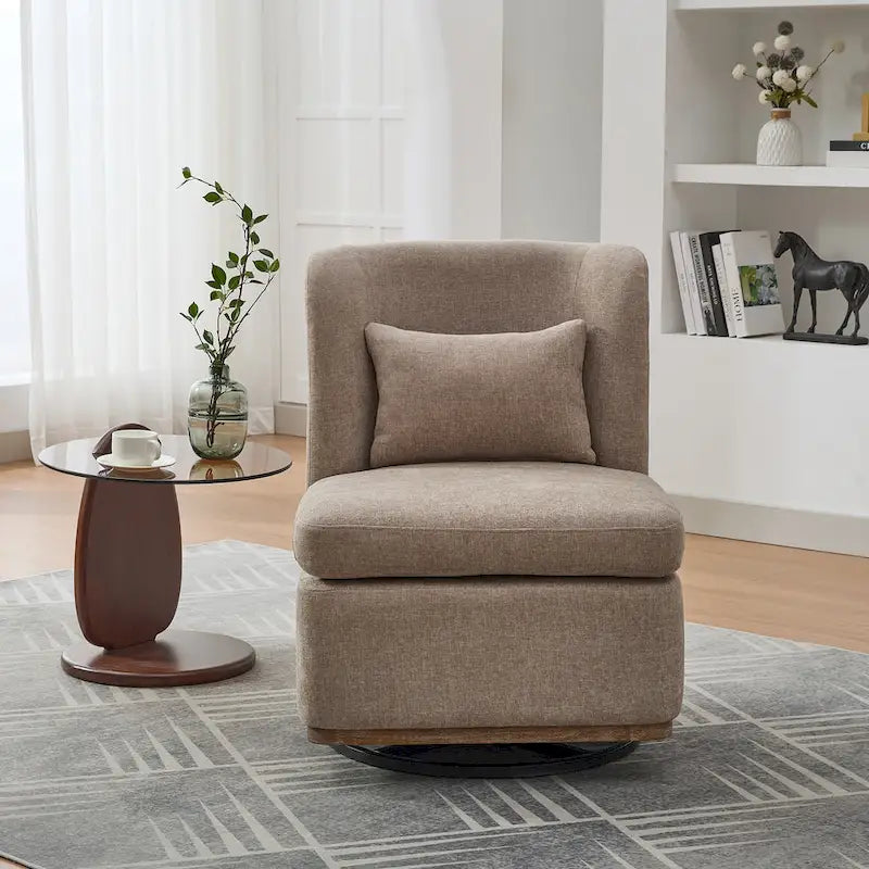 Fauteuil d'appoint pivotant sans accoudoirs en chenille