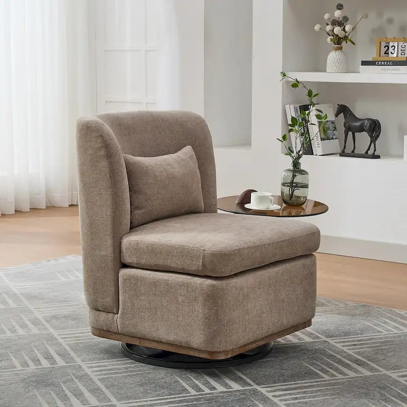 Fauteuil d'appoint pivotant sans accoudoirs en chenille
