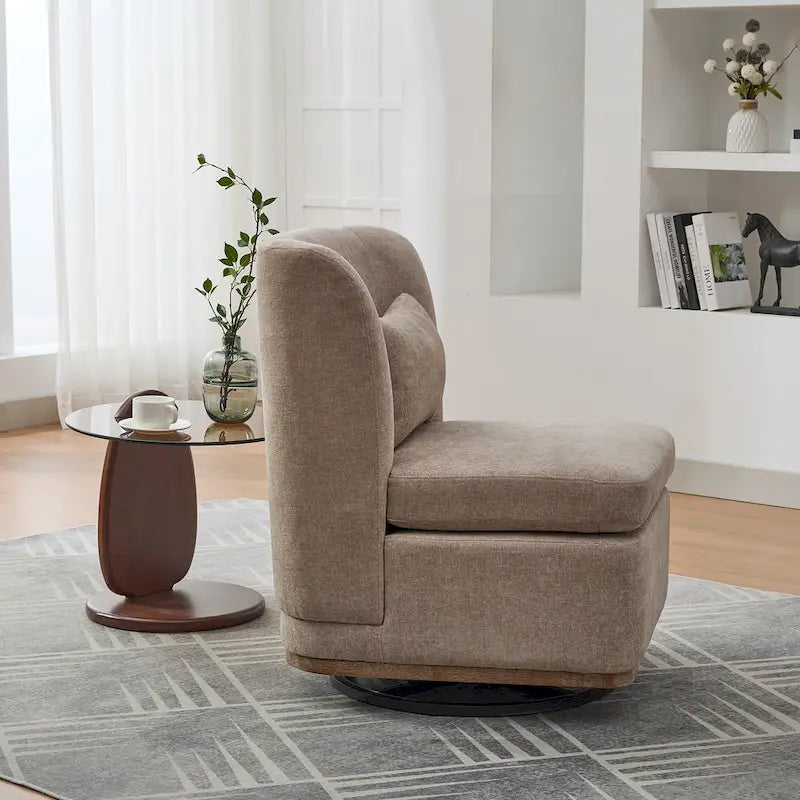Fauteuil d'appoint pivotant sans accoudoirs en chenille